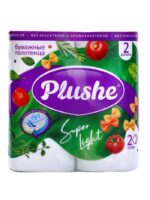 Полотенца бумажные 2х слойные 10 метров PLUSHE Super Light, 2 рулона в упаковке